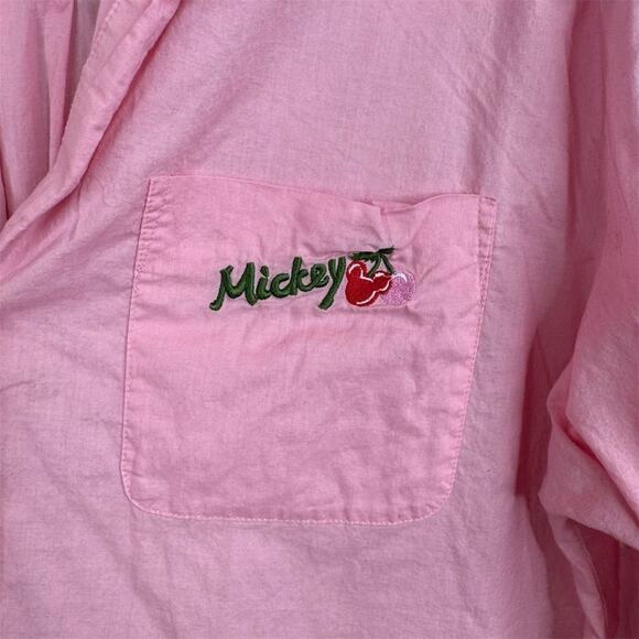 Disney Mickey Mouse Embroidered Pink Button-Up Shirt‎ Unisex Size M - Picture 7 of 13
